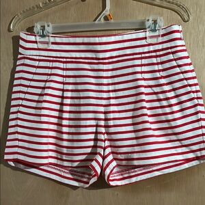 J. Crew High Waist Red and White Striped Shorts